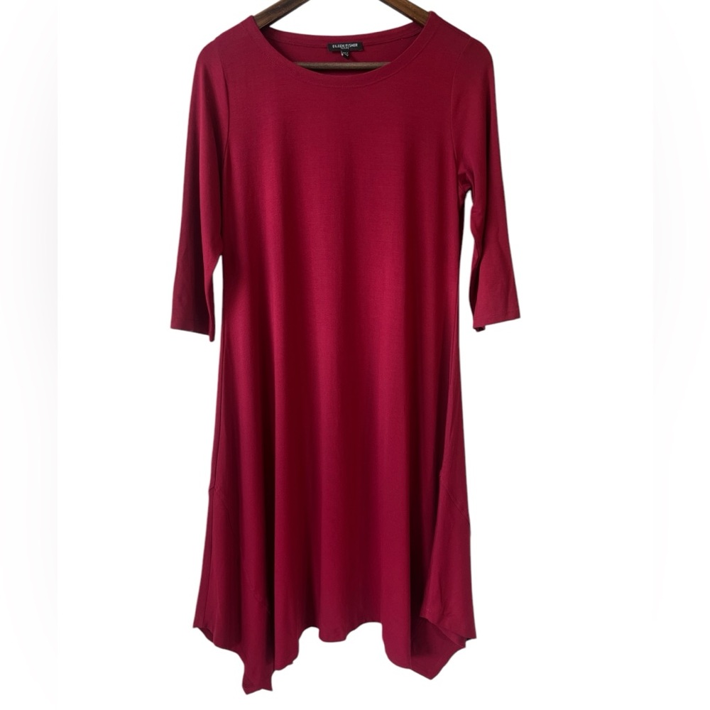 Eileen Fisher 3/4 Sleeve Asymmetrical Dress